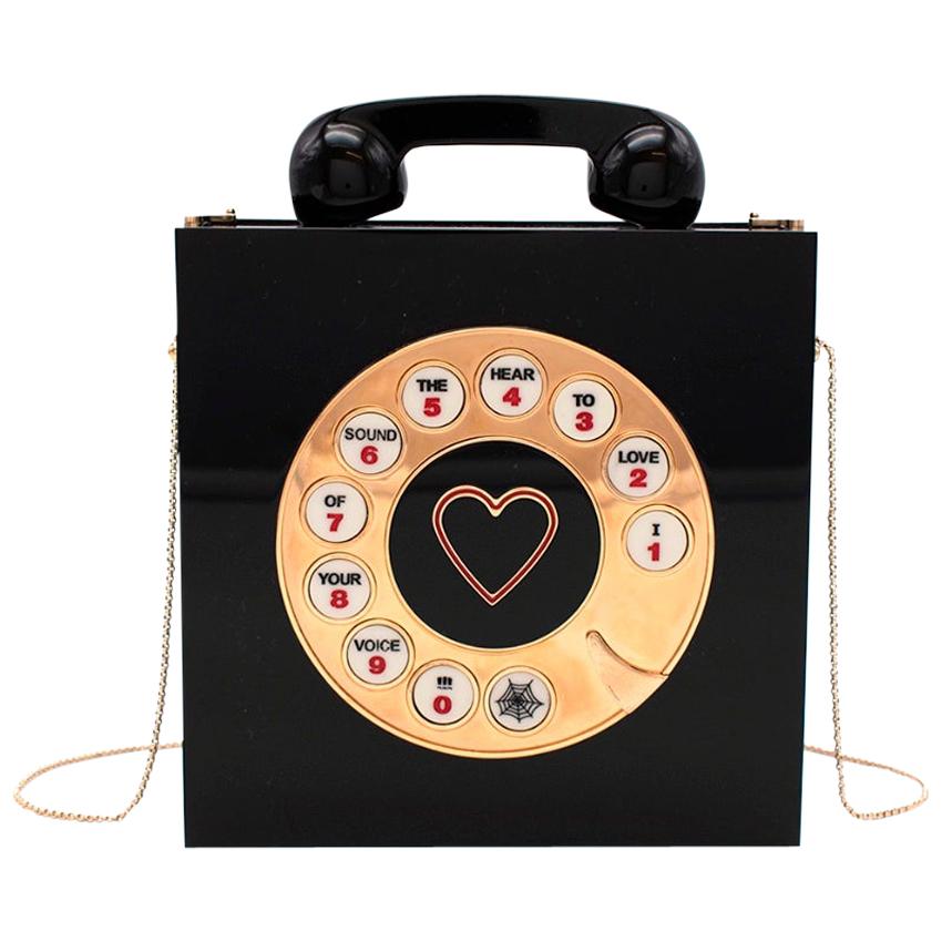 Charlotte Olympia Black Plexi Telephone Top Handle Bag