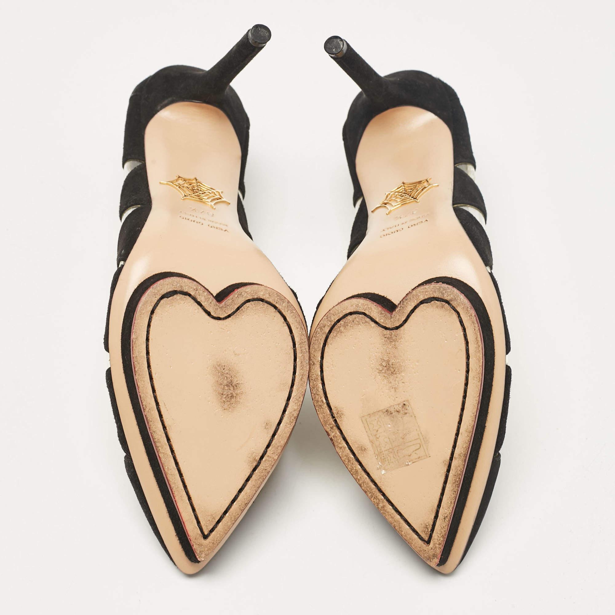 Charlotte Olympia Black PVC and Suede Platform Pumps Size 37.5 For Sale 2