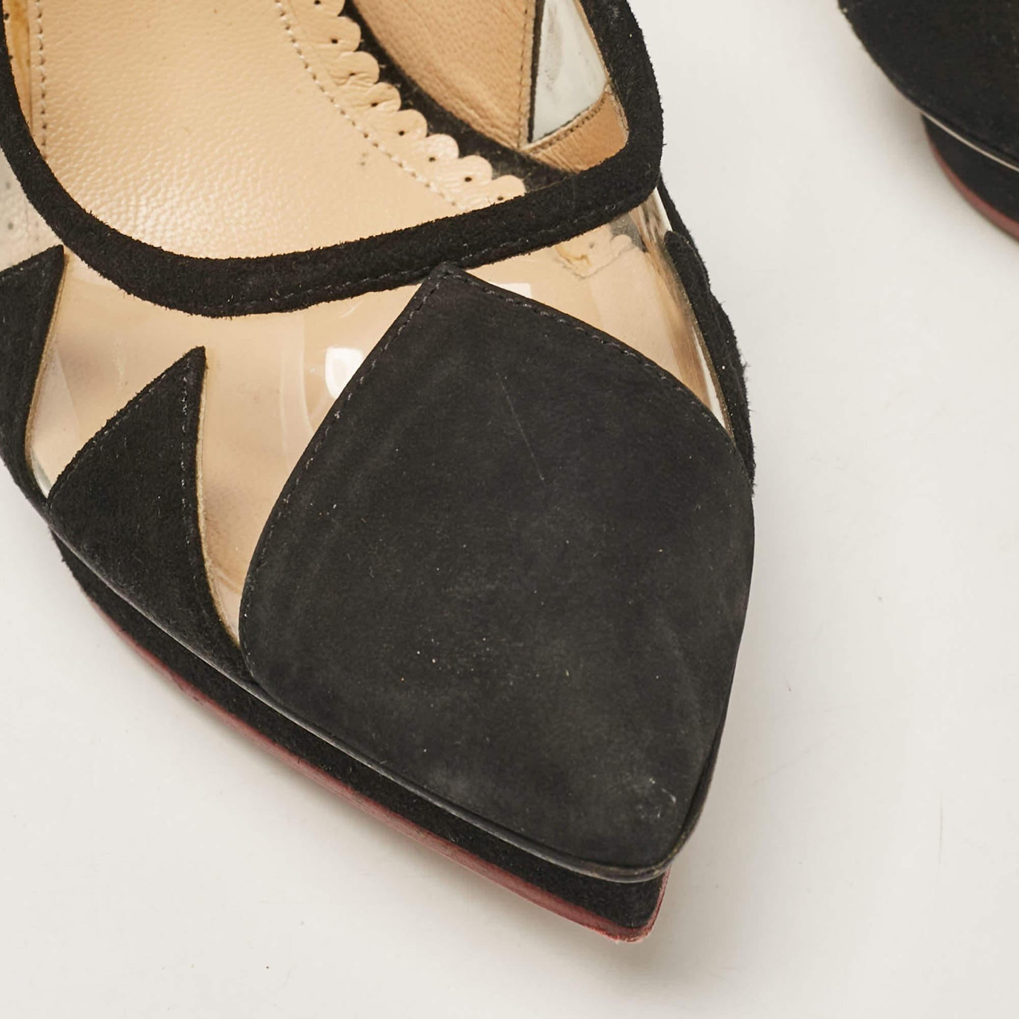 Charlotte Olympia Black PVC and Suede Platform Pumps Size 37.5 For Sale 3