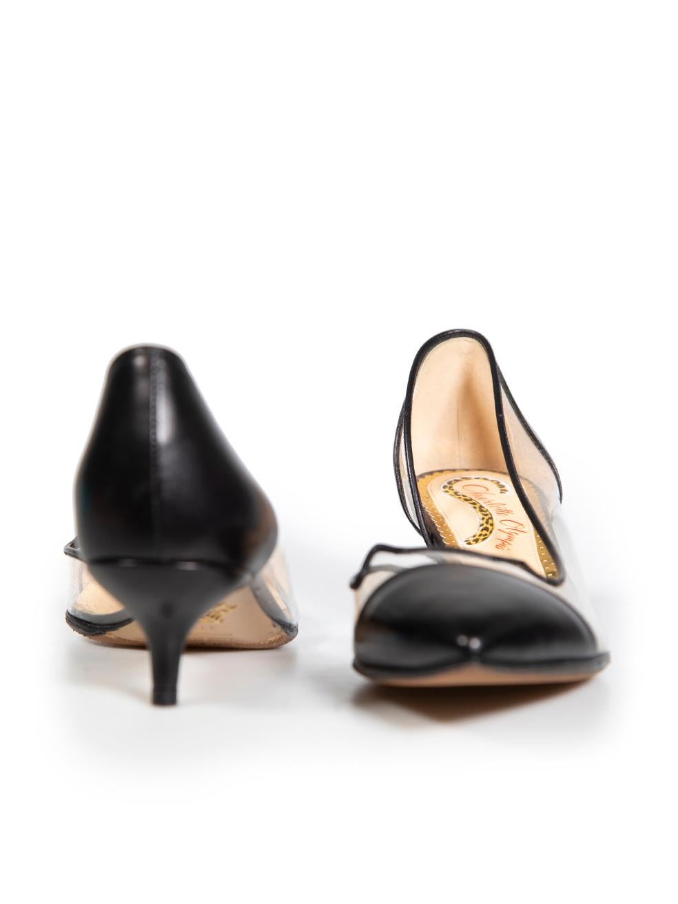 Charlotte Olympia Black PVC & Leather Panel Heels Size IT 37.5 In Good Condition For Sale In London, GB