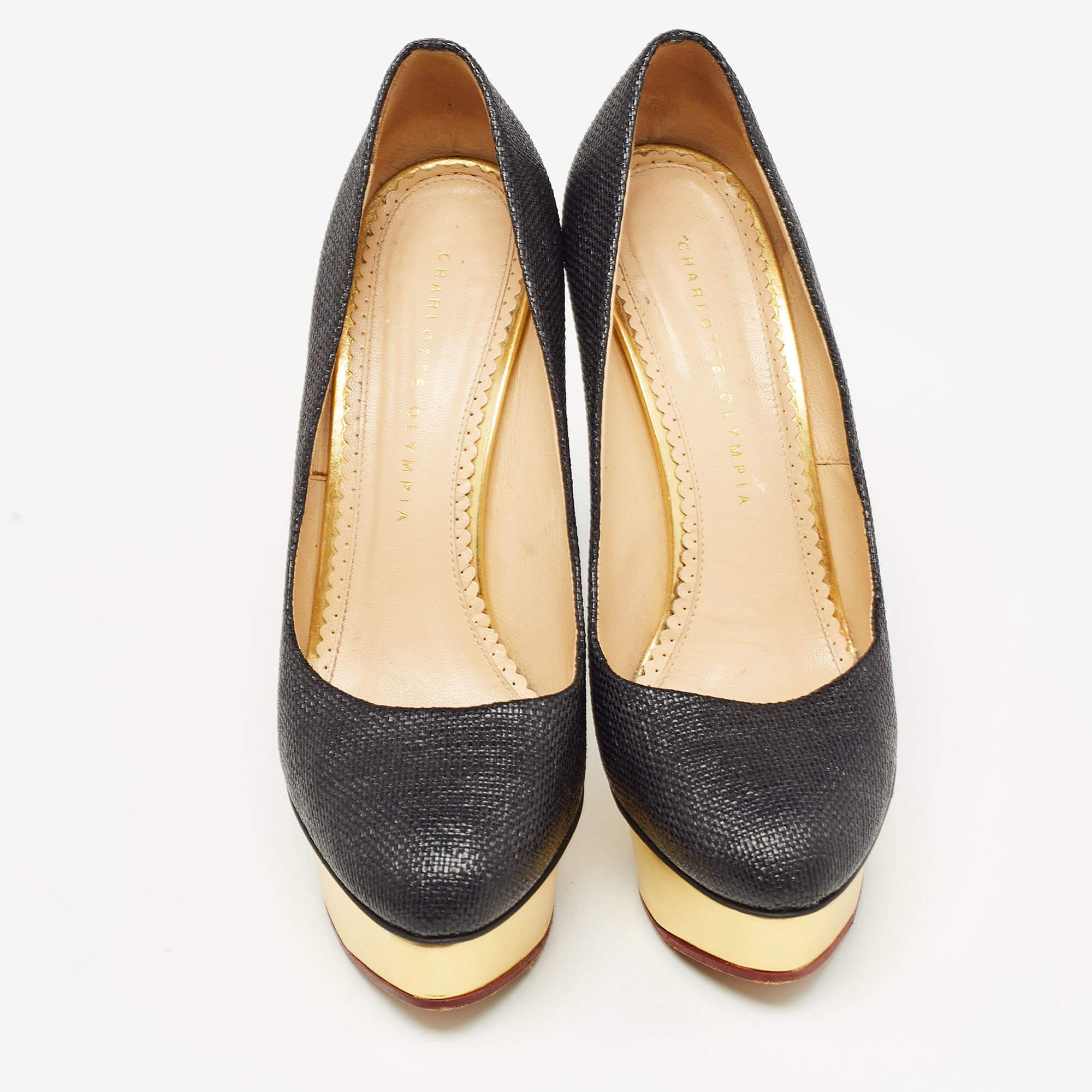 Noir Charlotte Olympia - Escarpins Dolly en raphia noir - Taille 39,5 en vente
