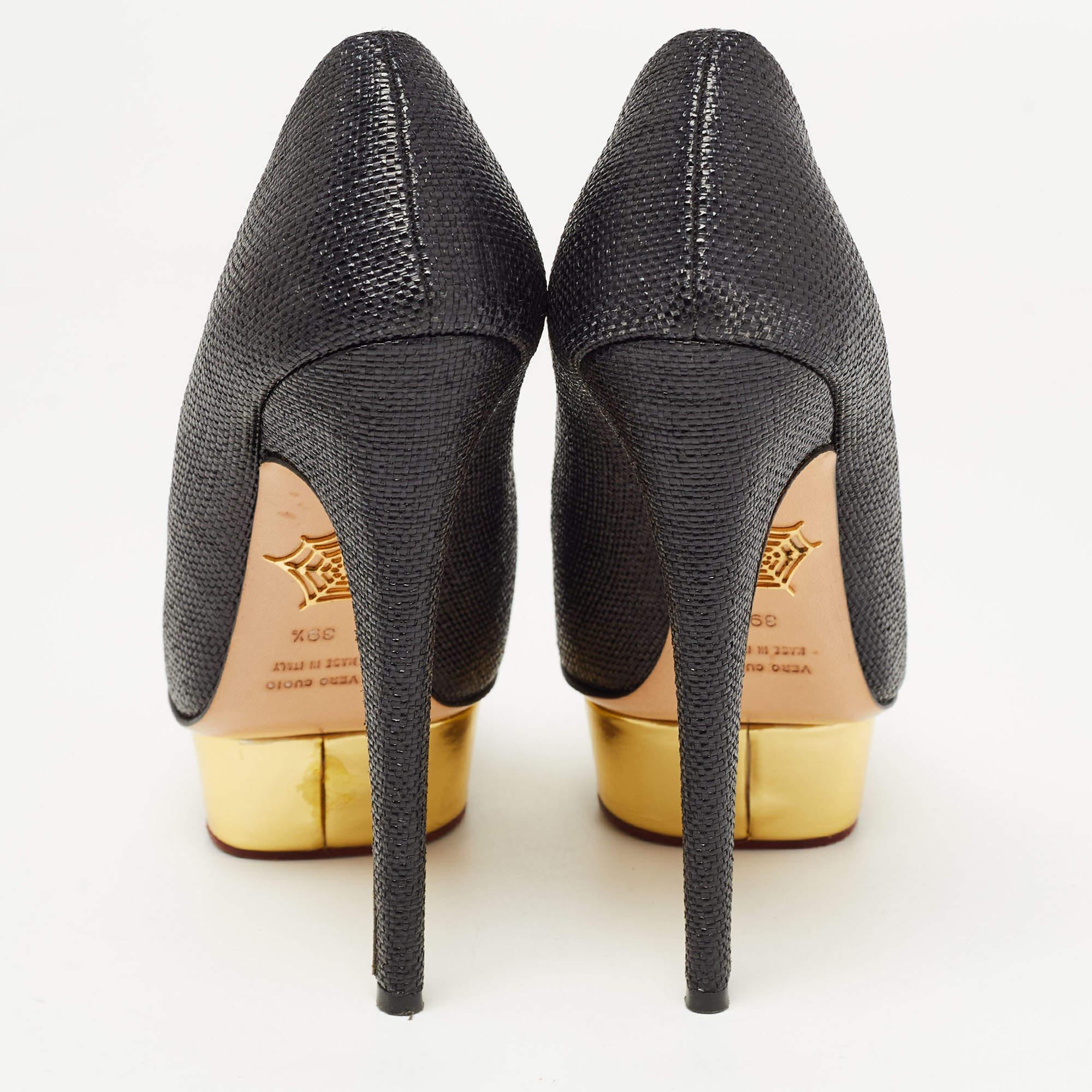 Charlotte Olympia - Escarpins Dolly en raphia noir - Taille 39,5 Pour femmes en vente