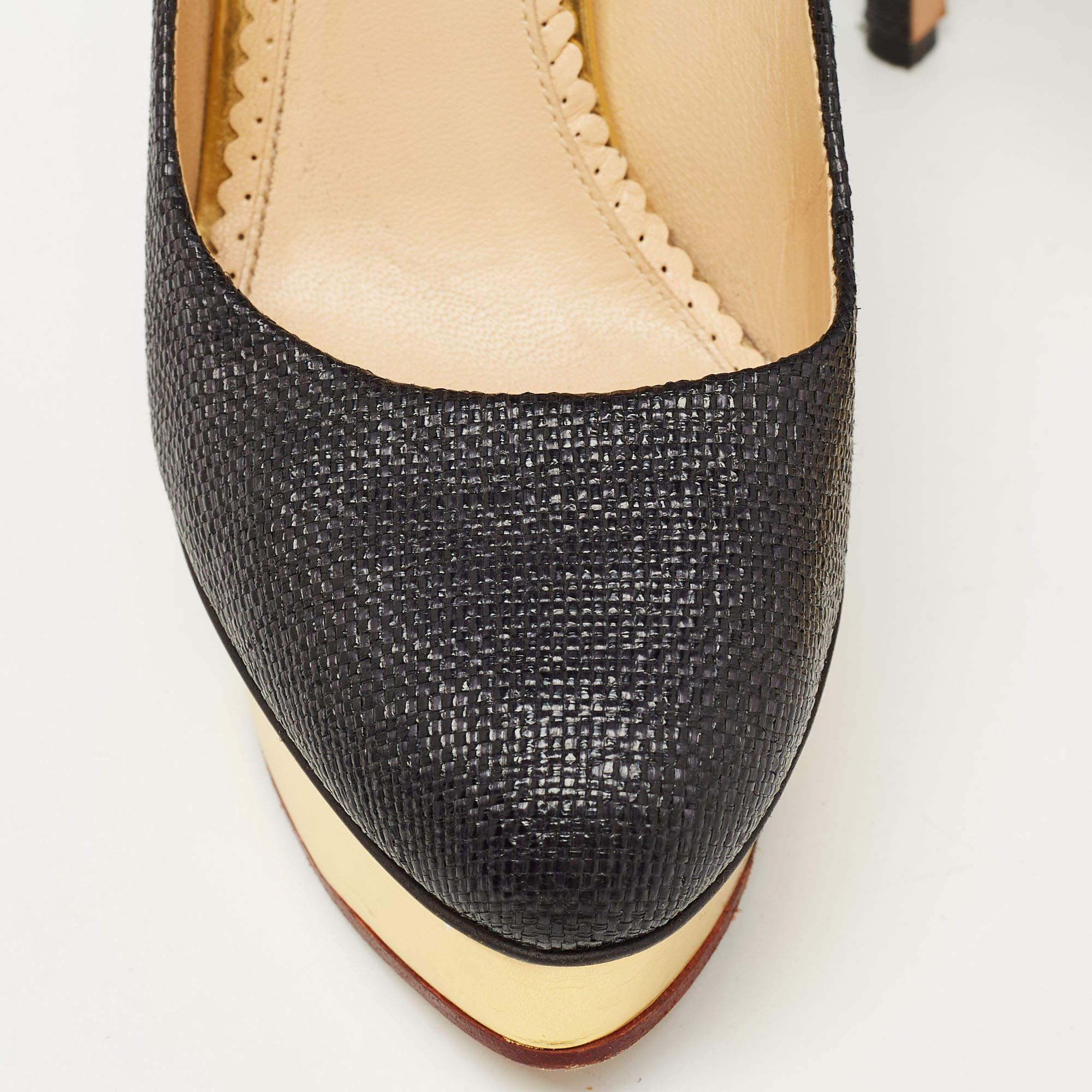 Charlotte Olympia - Escarpins Dolly en raphia noir - Taille 39,5 en vente 3