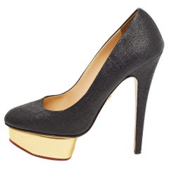 Charlotte Olympia Black Raffia Dolly Pumps Size 39.5