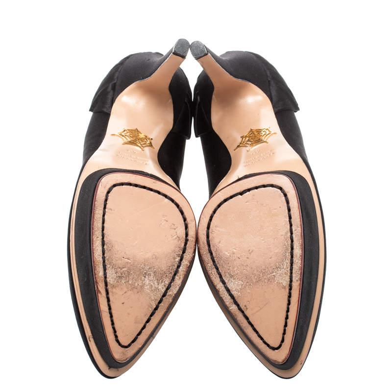 Charlotte Olympia Black Satin Paloma Fan Pleat Platform Pumps Size 40 2