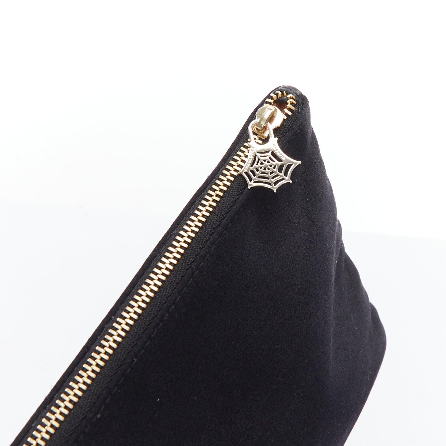 CHARLOTTE OLYMPIA black satin surrealist blue eye embroidery pouch bag For Sale 2