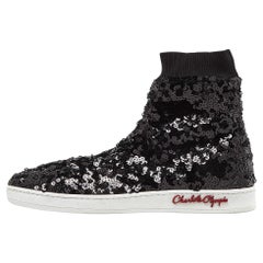 Charlotte Olympia Black Sequin Sock Sneakers Size 39