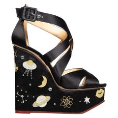 Charlotte Olympia Schwarze Space bestickte Sandalen Größe IT 37