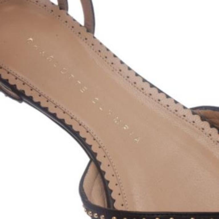 Charlotte Olympia - Sandales à brides Octavia en cuir noir clouté - Taille 35,5 en vente 5