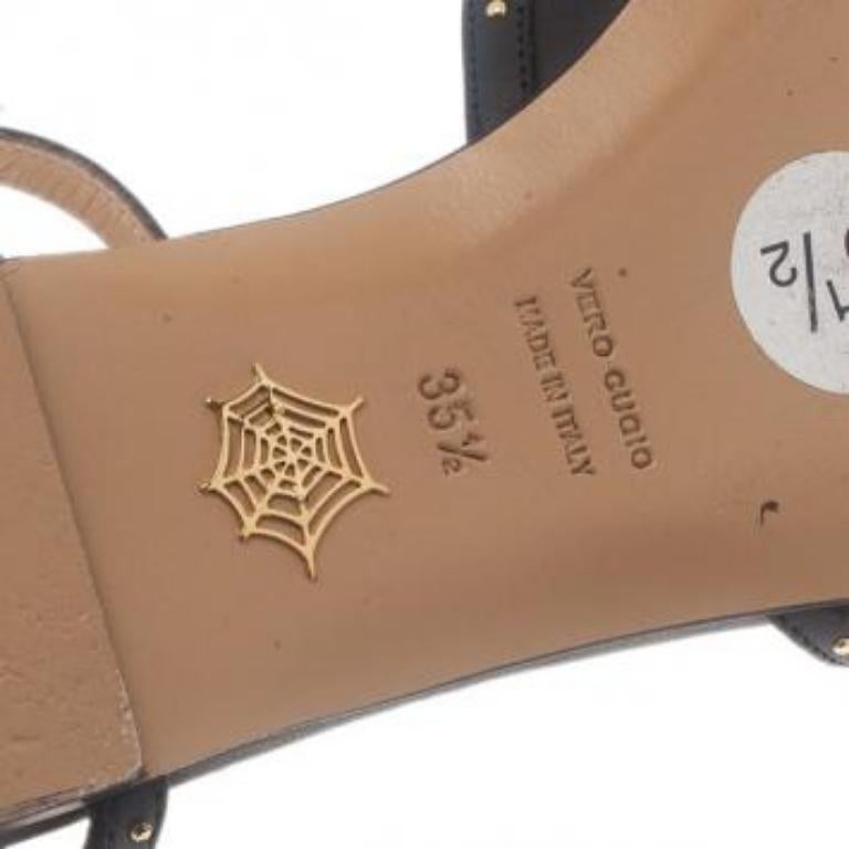 Charlotte Olympia - Sandales à brides Octavia en cuir noir clouté - Taille 35,5 en vente 6