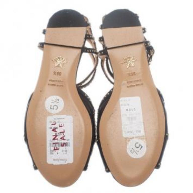 Charlotte Olympia - Sandales à brides Octavia en cuir noir clouté - Taille 35,5 en vente 2