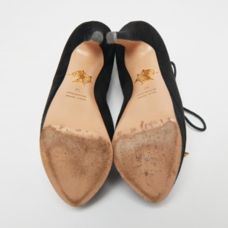 Noir Charlotte Olympia Bottines Minerva Web en daim et maille noire taille 37 en vente