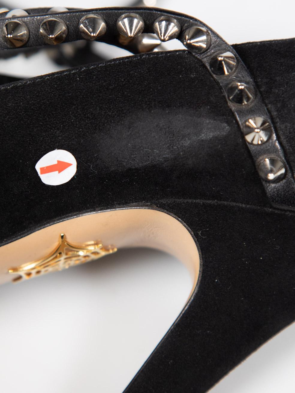 Charlotte Olympia Black Suede Angry Portia Heels Size IT 35 For Sale 2
