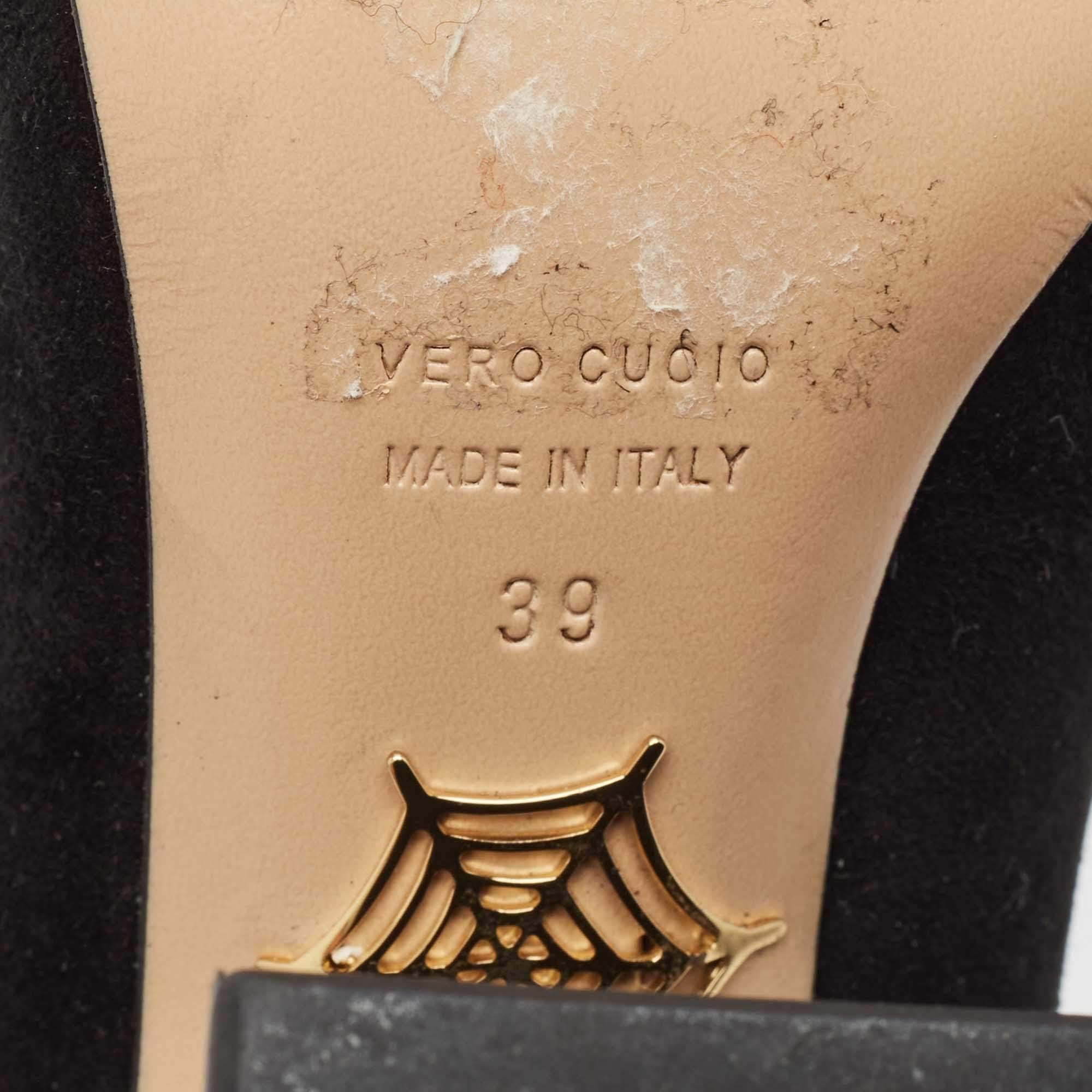 Charlotte Olympia - Escarpins en daim noir à talon bloc - Taille 39 en vente 3