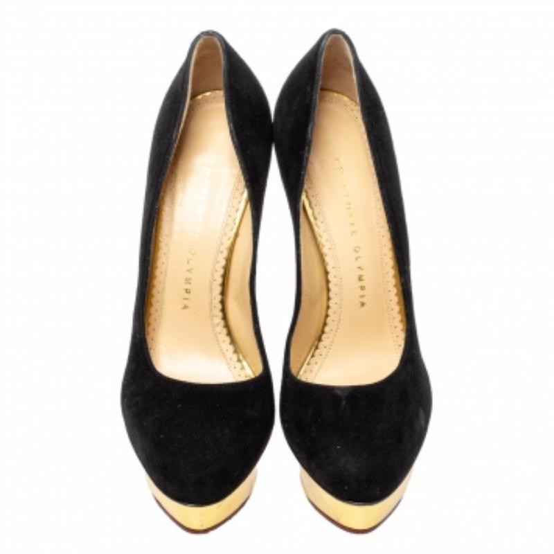 Charlotte Olympia - Escarpins à plateforme Dolly en daim noir - Taille 37 Pour femmes en vente