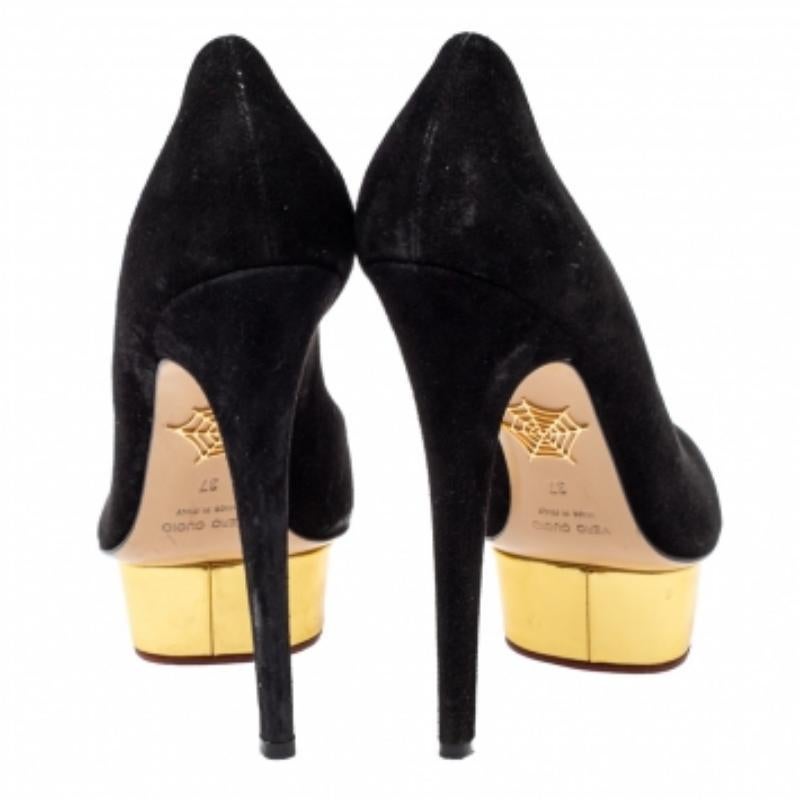 Charlotte Olympia - Escarpins à plateforme Dolly en daim noir - Taille 37 en vente 1