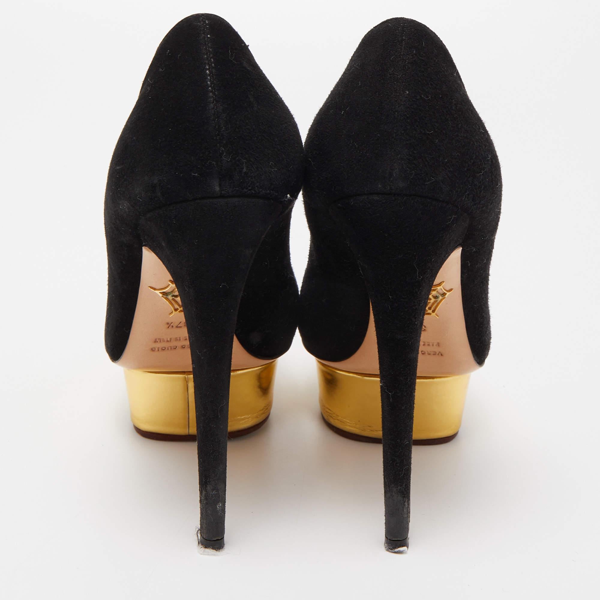 Charlotte Olympia - Escarpins à plateforme Dolly en daim noir - Taille 37.5 Pour femmes en vente