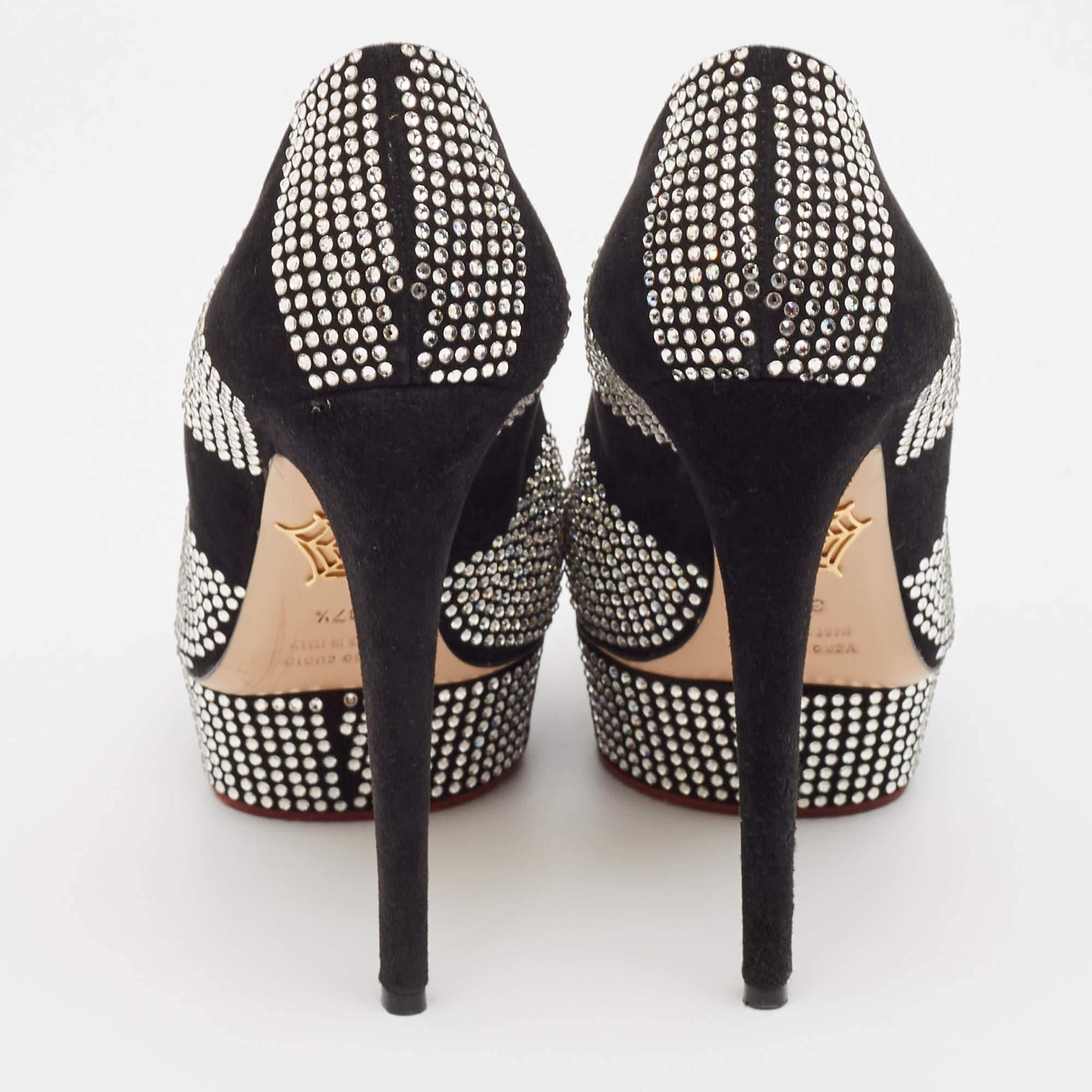 Charlotte Olympia - Escarpins à plateforme Dolly en daim noir - Taille 37.5 Pour femmes en vente