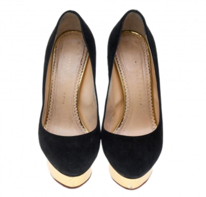 Charlotte Olympia - Escarpins à plateforme Dolly en daim noir - Taille 37.5 Pour femmes en vente