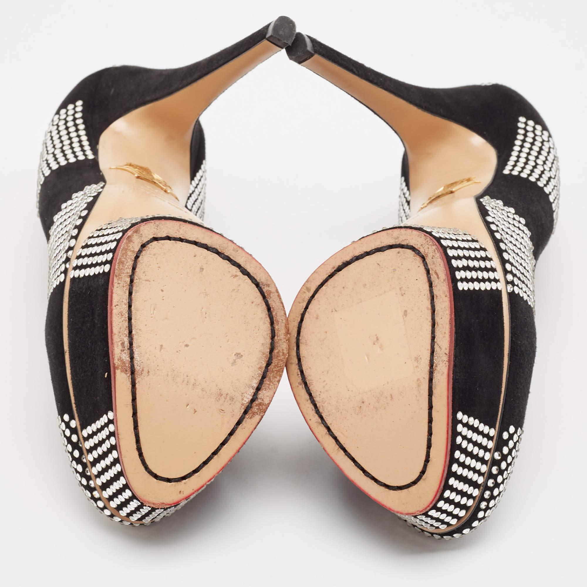 Charlotte Olympia - Escarpins à plateforme Dolly en daim noir - Taille 37.5 en vente 1