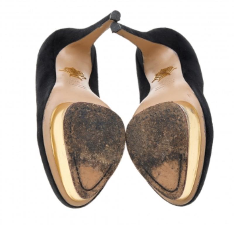 Charlotte Olympia - Escarpins à plateforme Dolly en daim noir - Taille 37.5 en vente 2
