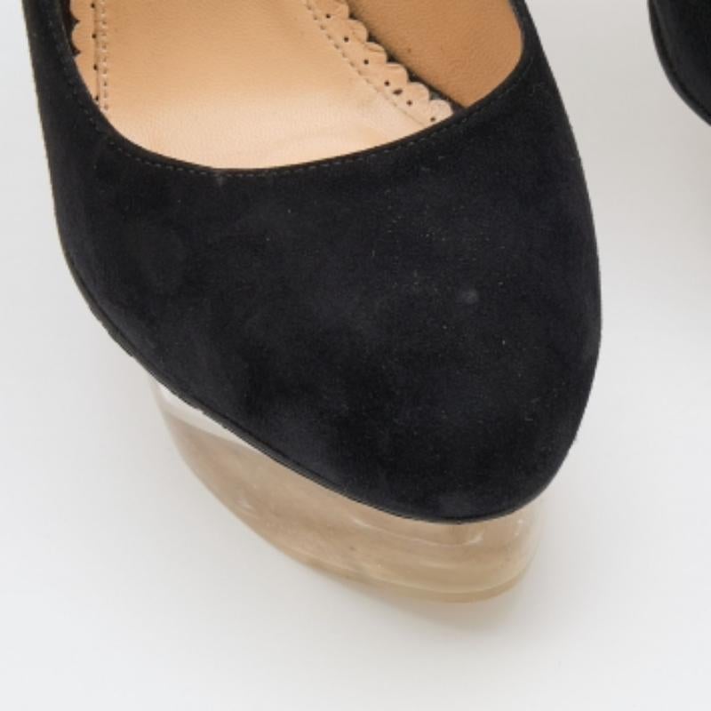 Women's Charlotte Olympia Black Suede Dolly Platform Pumps Size 38