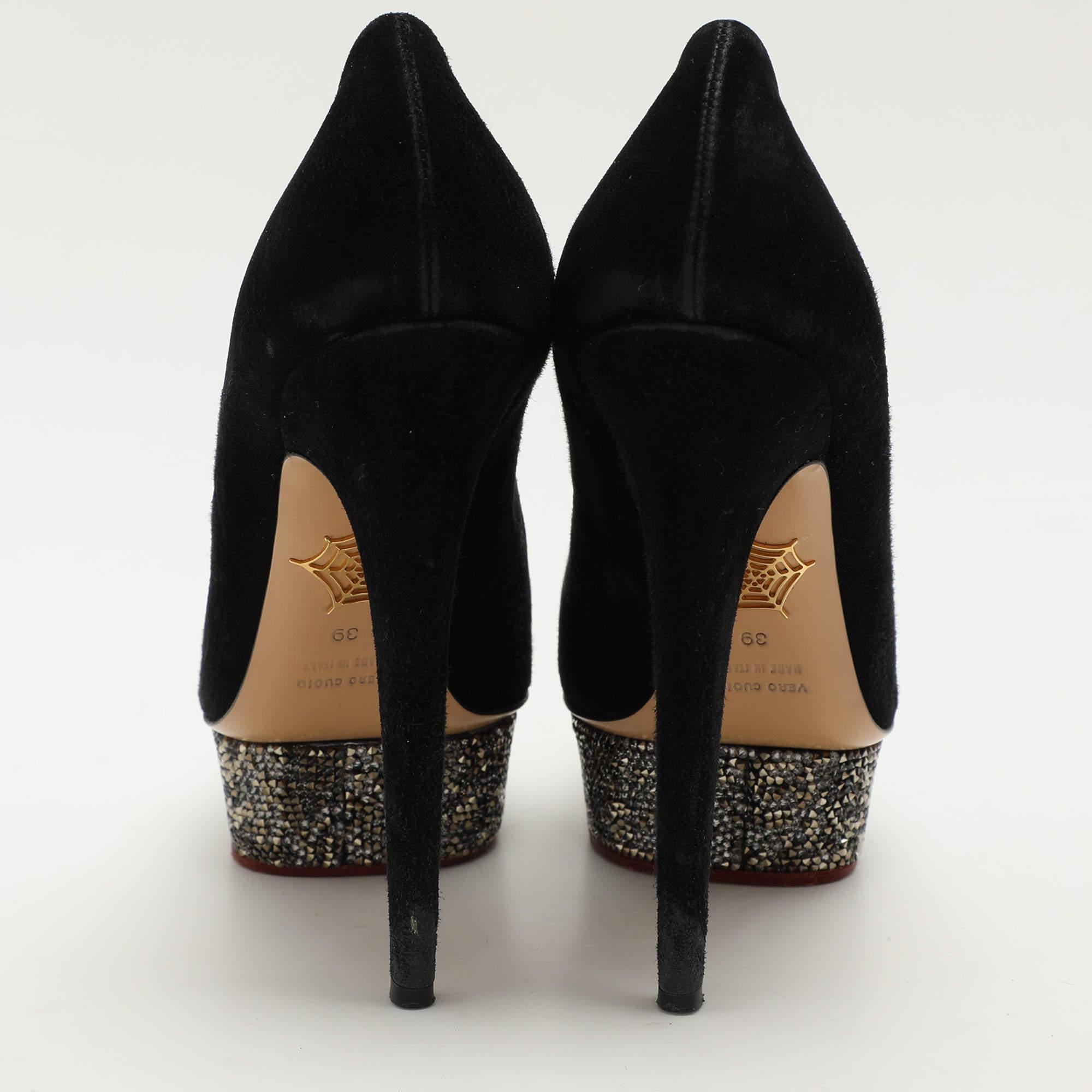 Charlotte Olympia - Escarpins à plateforme Dolly en daim noir - Taille 39 Pour femmes en vente