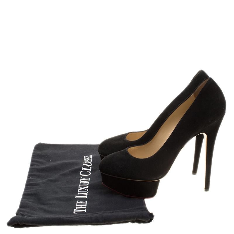 Charlotte Olympia Black Suede Dolly Platform Pumps Size 40 2