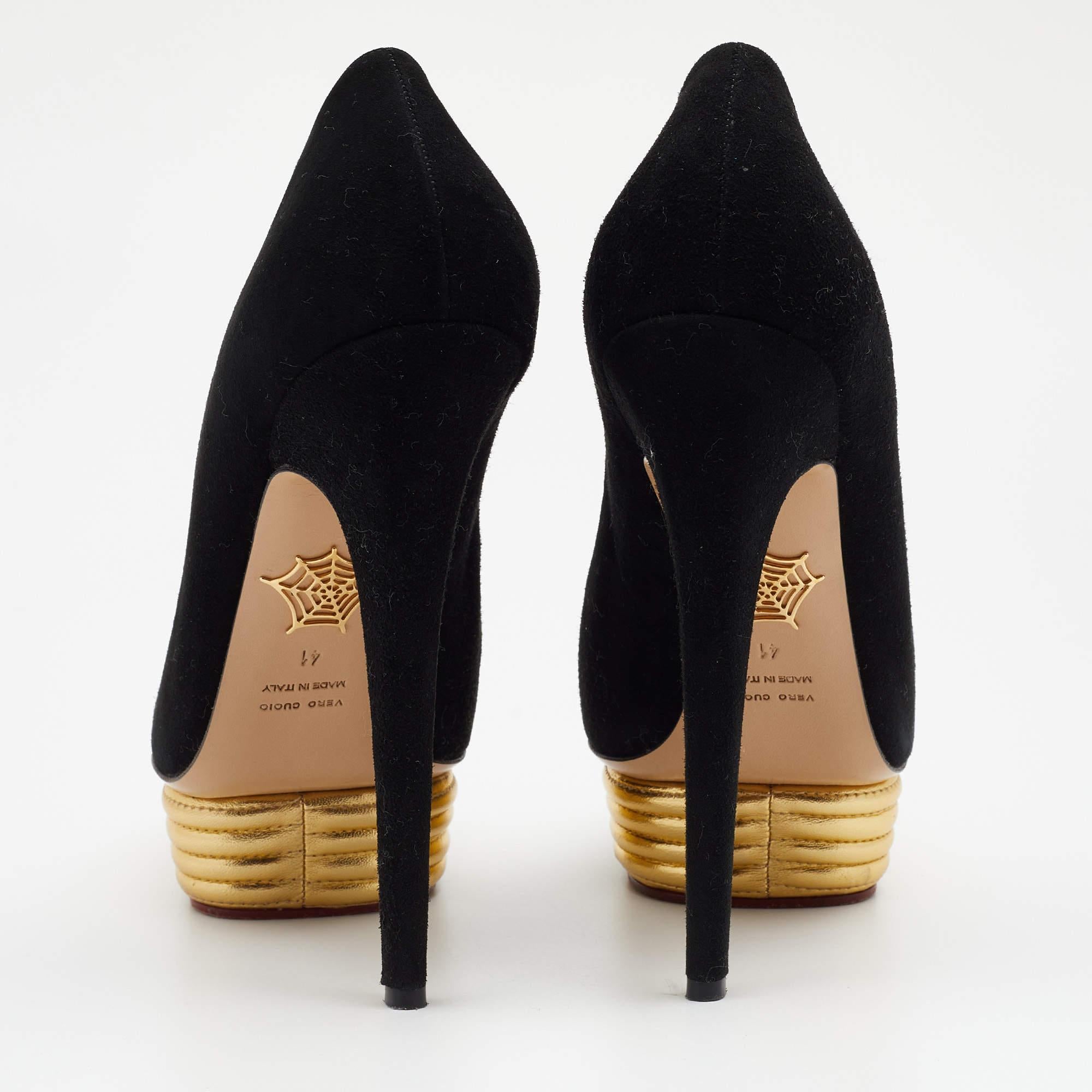 Charlotte Olympia Black Suede Dolly Platform Pumps Size 41 1