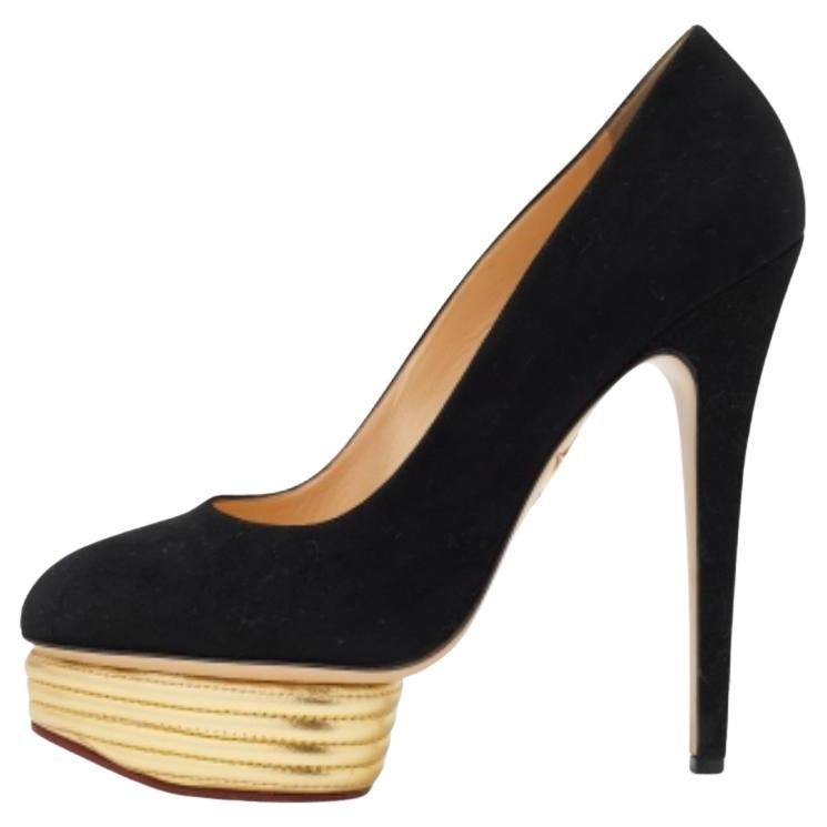 Charlotte Olympia Bombas de plataforma Dolly de ante negro Talla 41