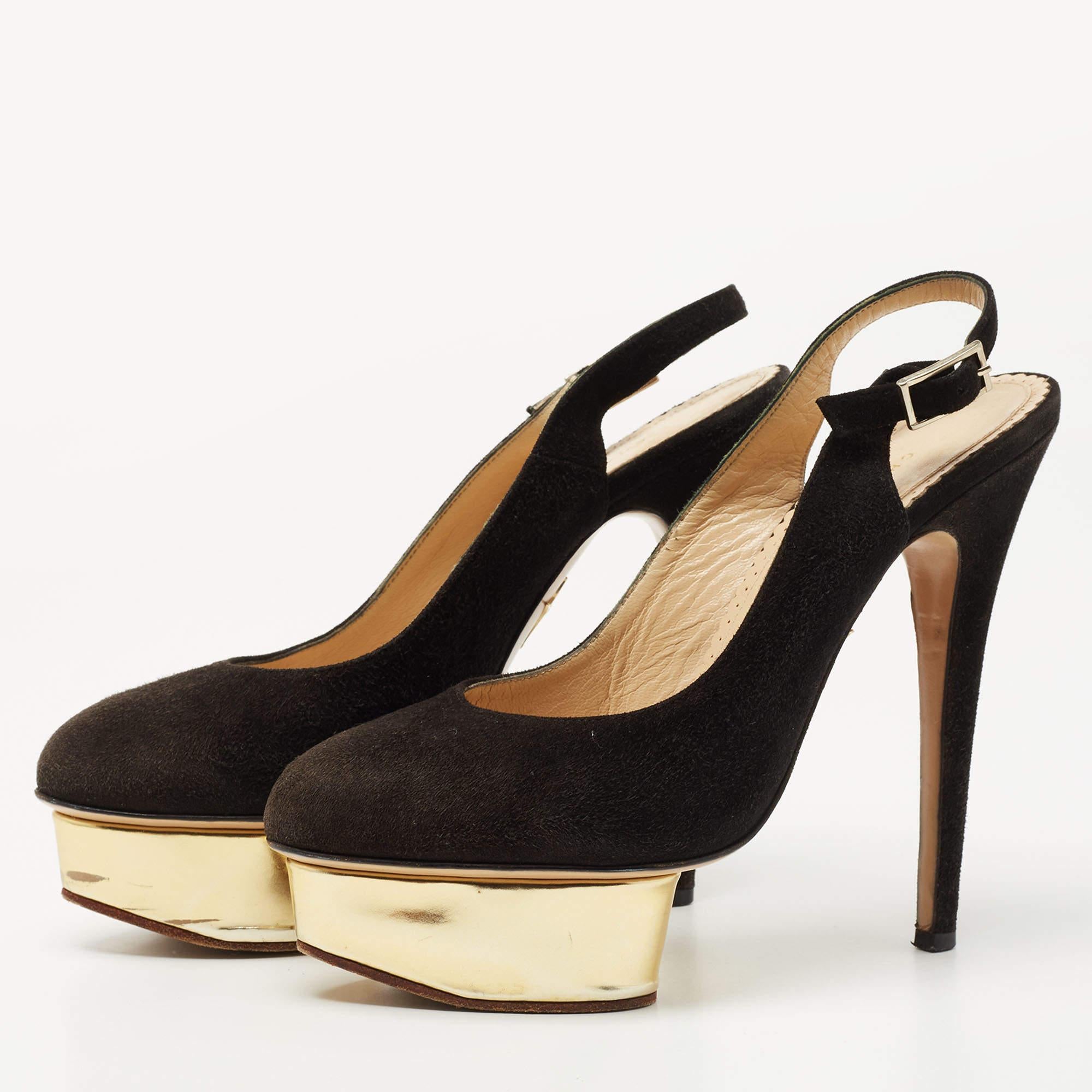 Make a chic style statement with these designer pumps. They showcase sturdy heels and durable soles  perfect for your fashionable outings