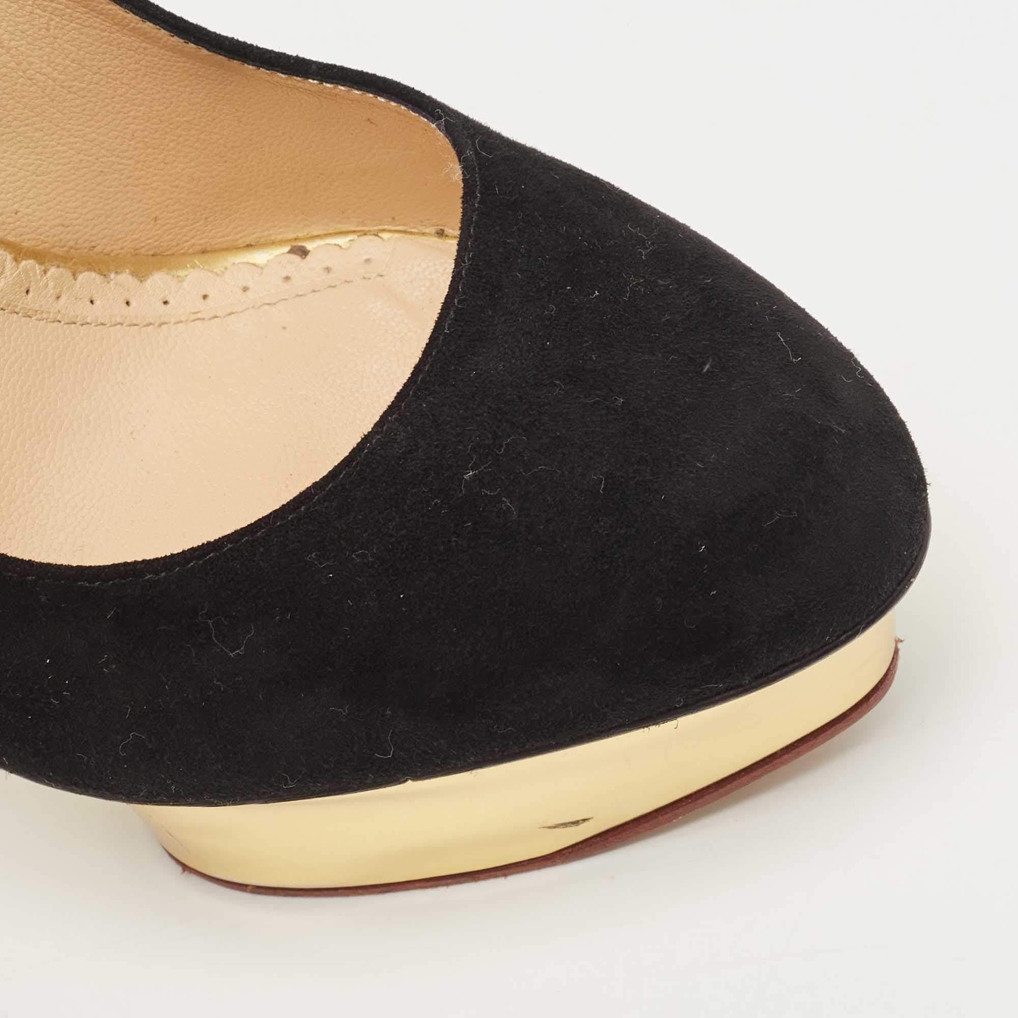 Charlotte Olympia - Escarpins Dolly en daim noir - Taille 39 en vente 2