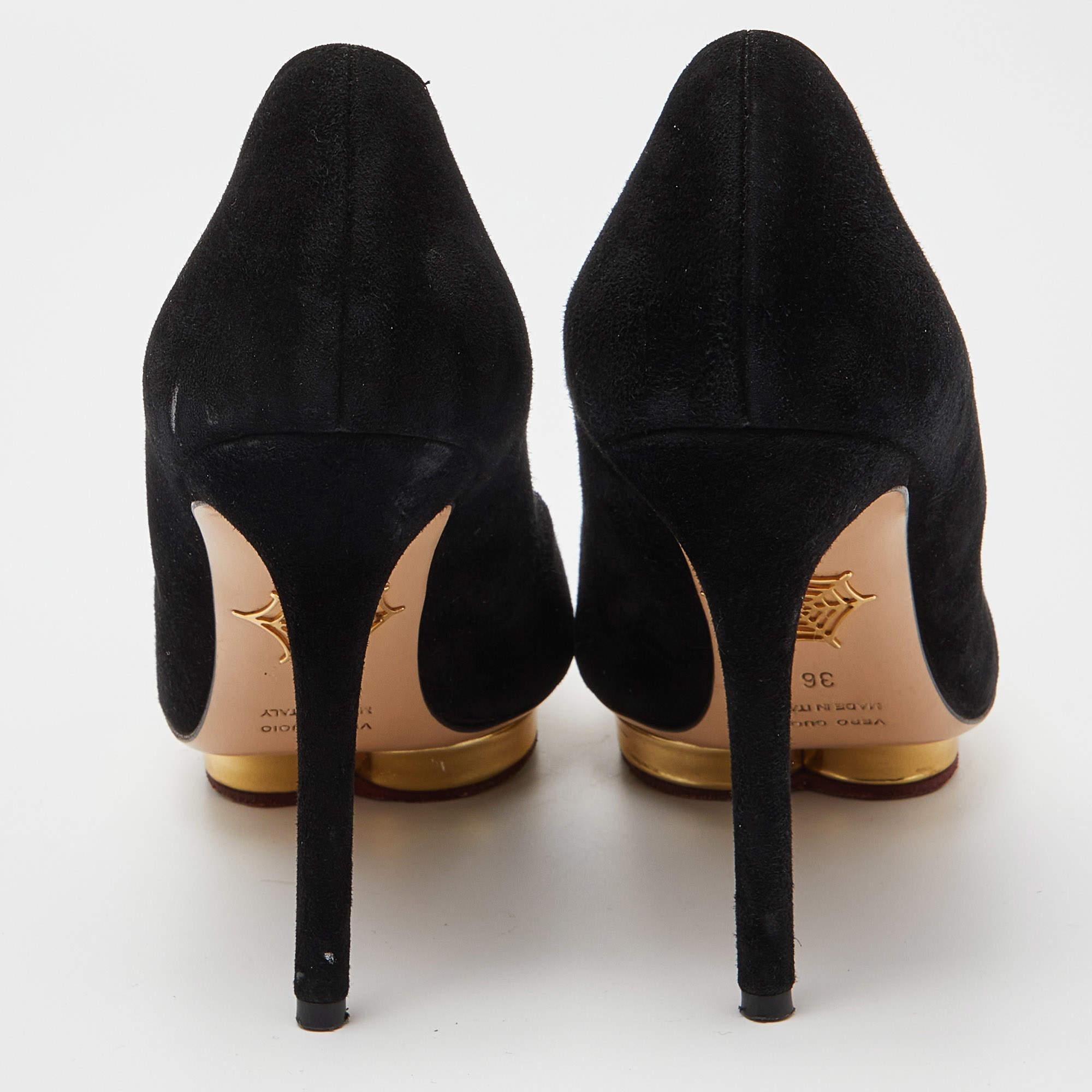 Charlotte Olympia - Escarpins à plateforme en daim noir Taille 36 Pour femmes en vente
