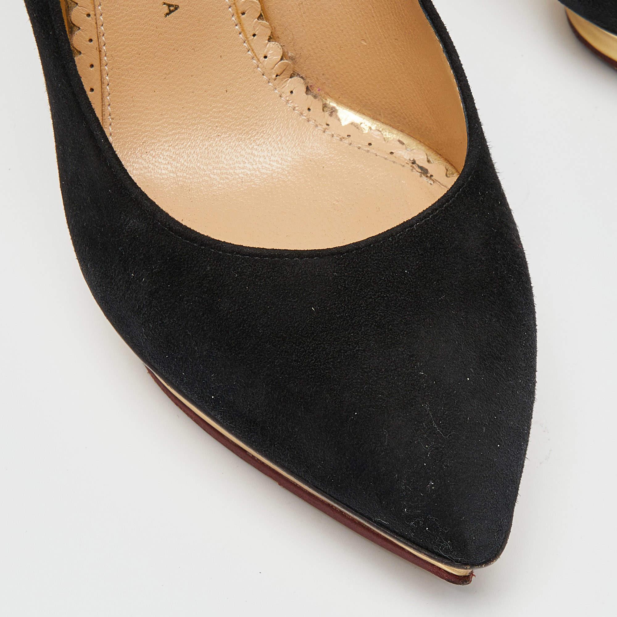 Charlotte Olympia - Escarpins à plateforme en daim noir Taille 36 en vente 2