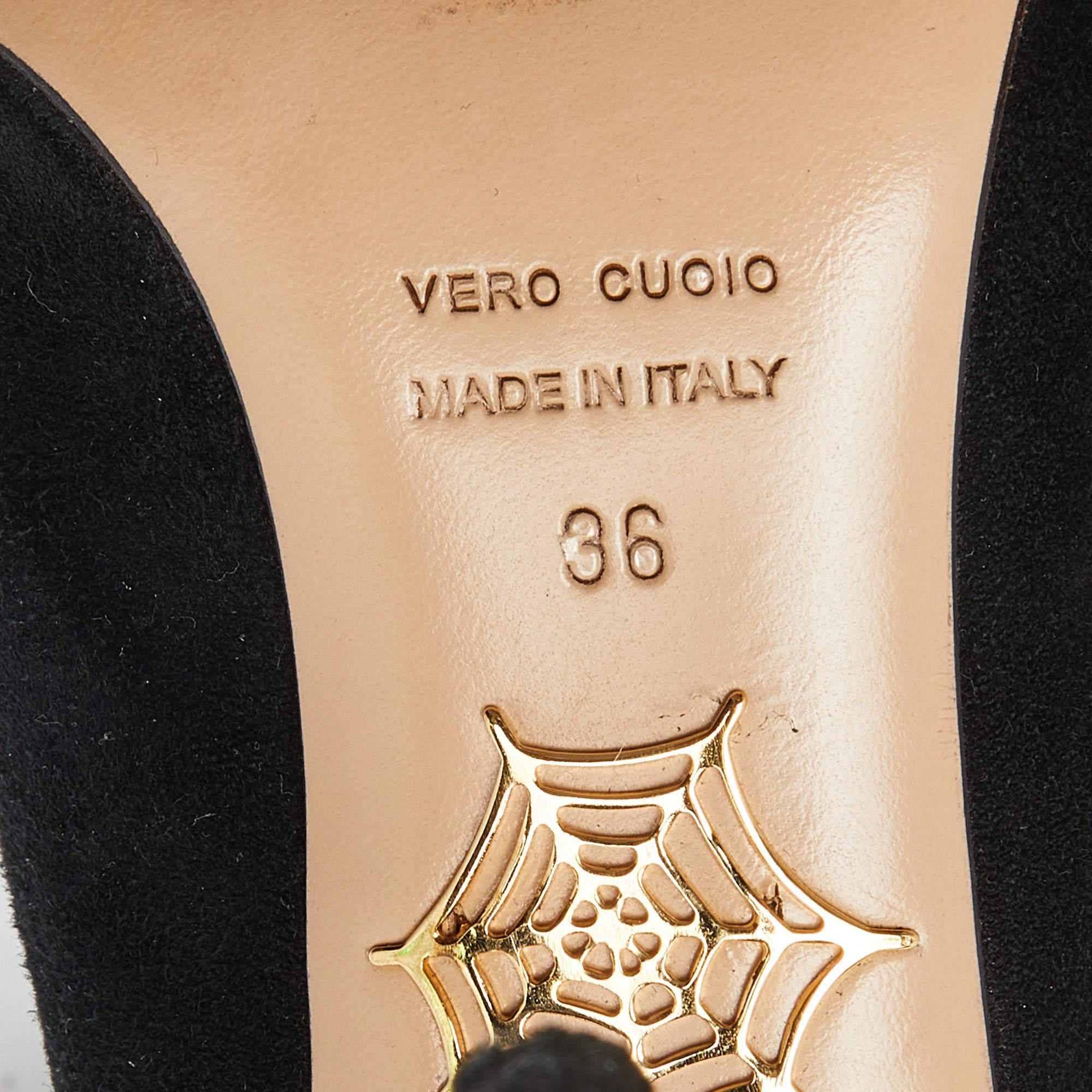Charlotte Olympia - Escarpins à plateforme en daim noir Taille 36 en vente 3