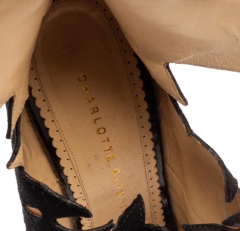 Charlotte Olympia - Bottines en daim noir avec découpe en forme de feuille Eve - Taille 39 Pour femmes en vente