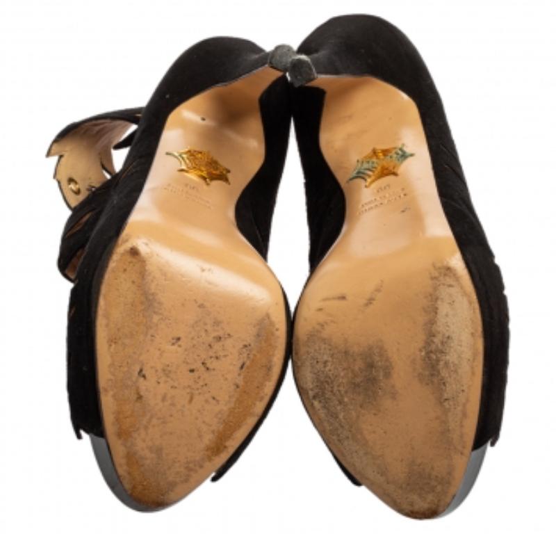 Charlotte Olympia - Bottines en daim noir avec découpe en forme de feuille Eve - Taille 39 en vente 3