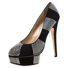 Charlotte Olympia Black Suede Paparazzi Crystal Embellished Pumps Size 38 Charlotte Olympia Black Suede Paparazzi Crystal Embellished Pumps Size 38