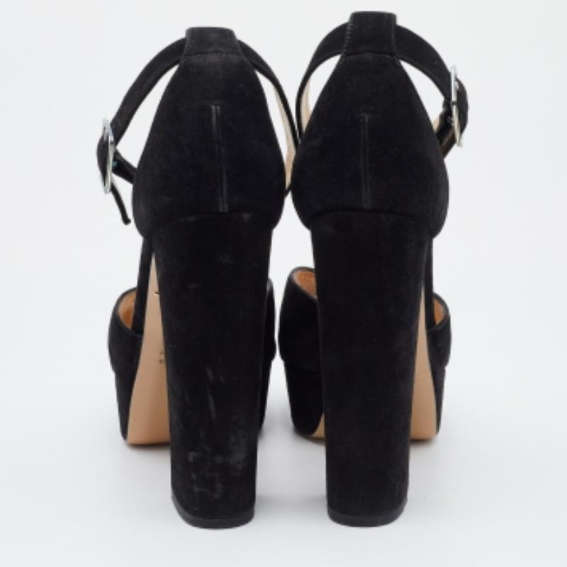 Charlotte Olympia - Escarpins en daim noir à plateforme et bride de cheville - Taille 37,5 en vente 2