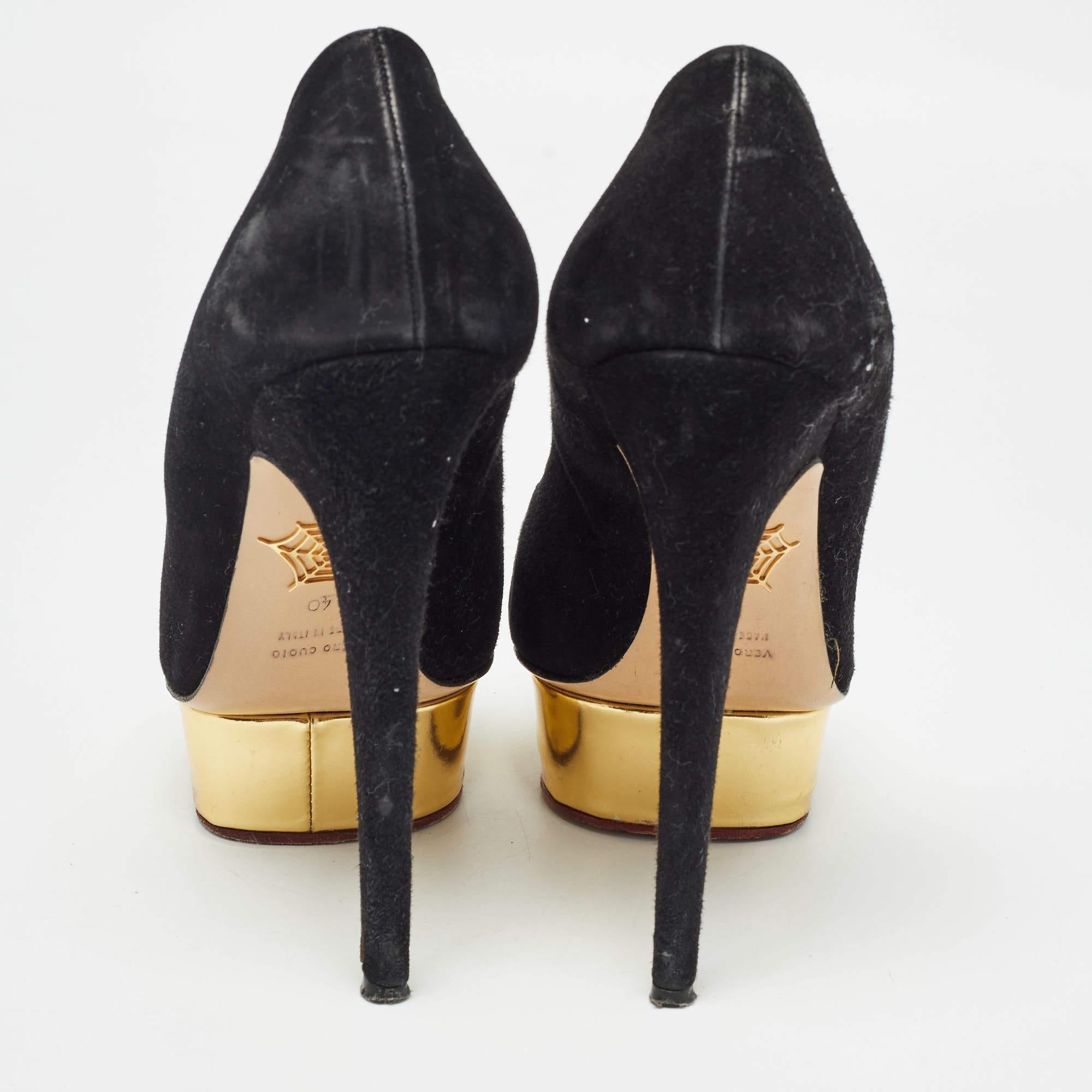 Charlotte Olympia - Escarpins à plateforme en daim noir - Taille 40 Pour femmes en vente