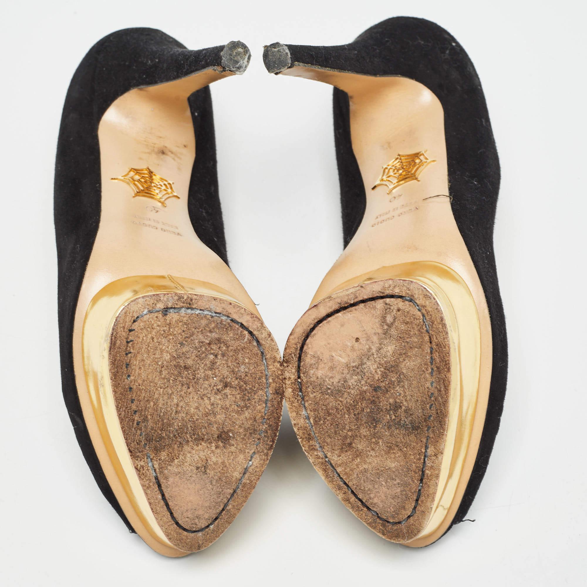 Charlotte Olympia - Escarpins à plateforme en daim noir - Taille 40 en vente 1