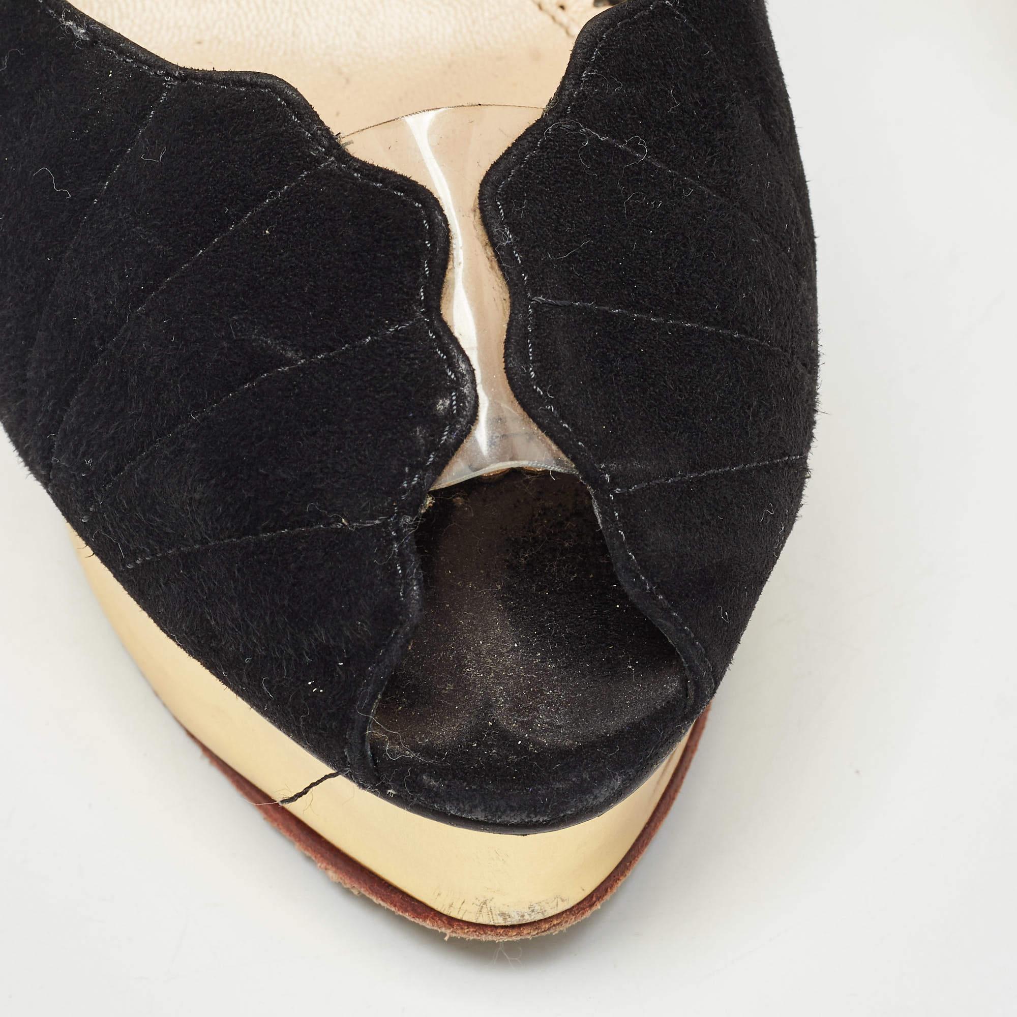 Charlotte Olympia - Escarpins à plateforme en daim noir - Taille 40 en vente 2