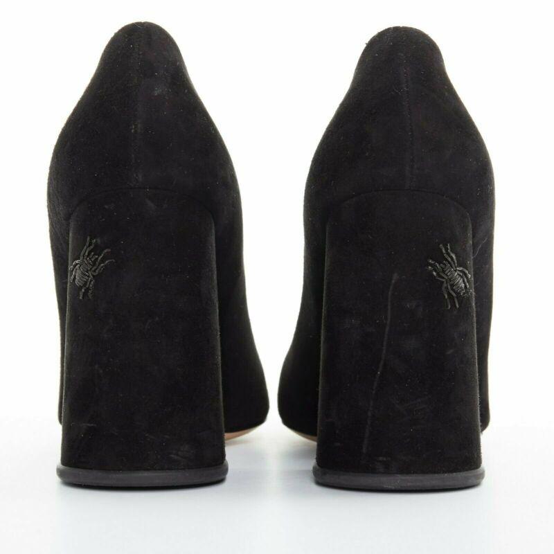 Women's CHARLOTTE OLYMPIA black suede point toe spider embroidered chunky high heel EU35 For Sale