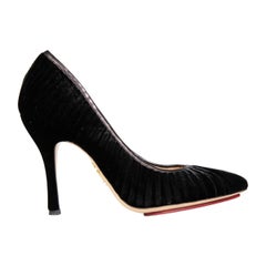 Charlotte Olympia Black Velvet Embroidered Pumps Size IT 35