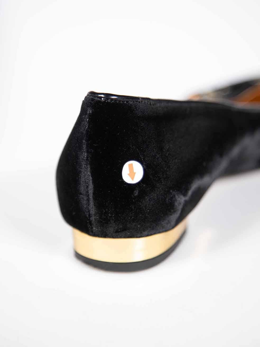 Charlotte Olympia Black Velvet Kitty Ballet Flats Size IT 41 1