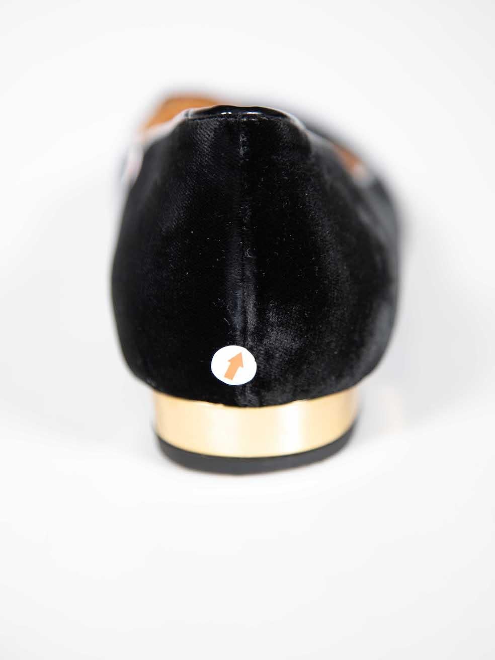 Charlotte Olympia Black Velvet Kitty Ballet Flats Size IT 41 2