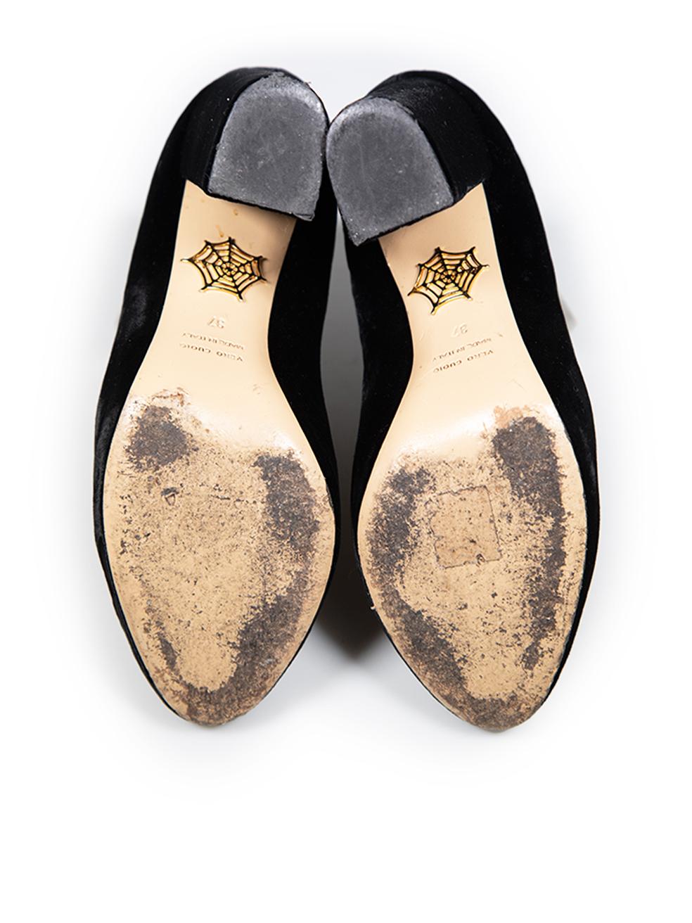 Charlotte Olympia Bottes en velours noir avec étoile argentée Taille IT 37 Bon état - En vente à London, GB