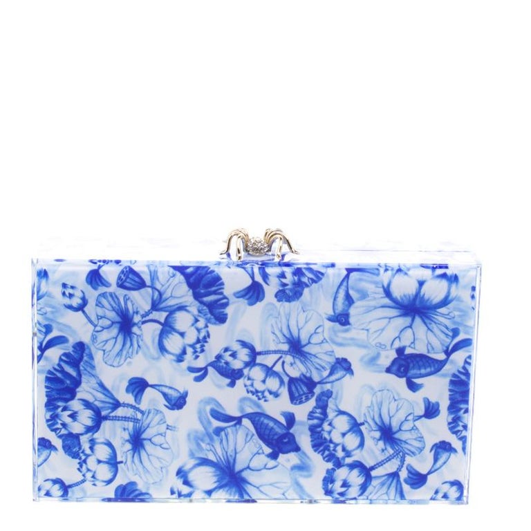 Charlotte Olympia Blue Ming Print Perspex Spider Pandora Box Clutch For ...