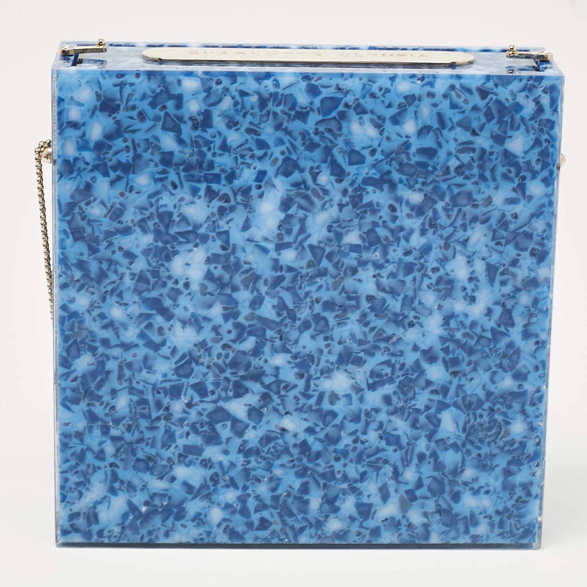 Women's Charlotte Olympia Blue/Pink Acrylic Walk of Fame Matchbox Chain Clutch