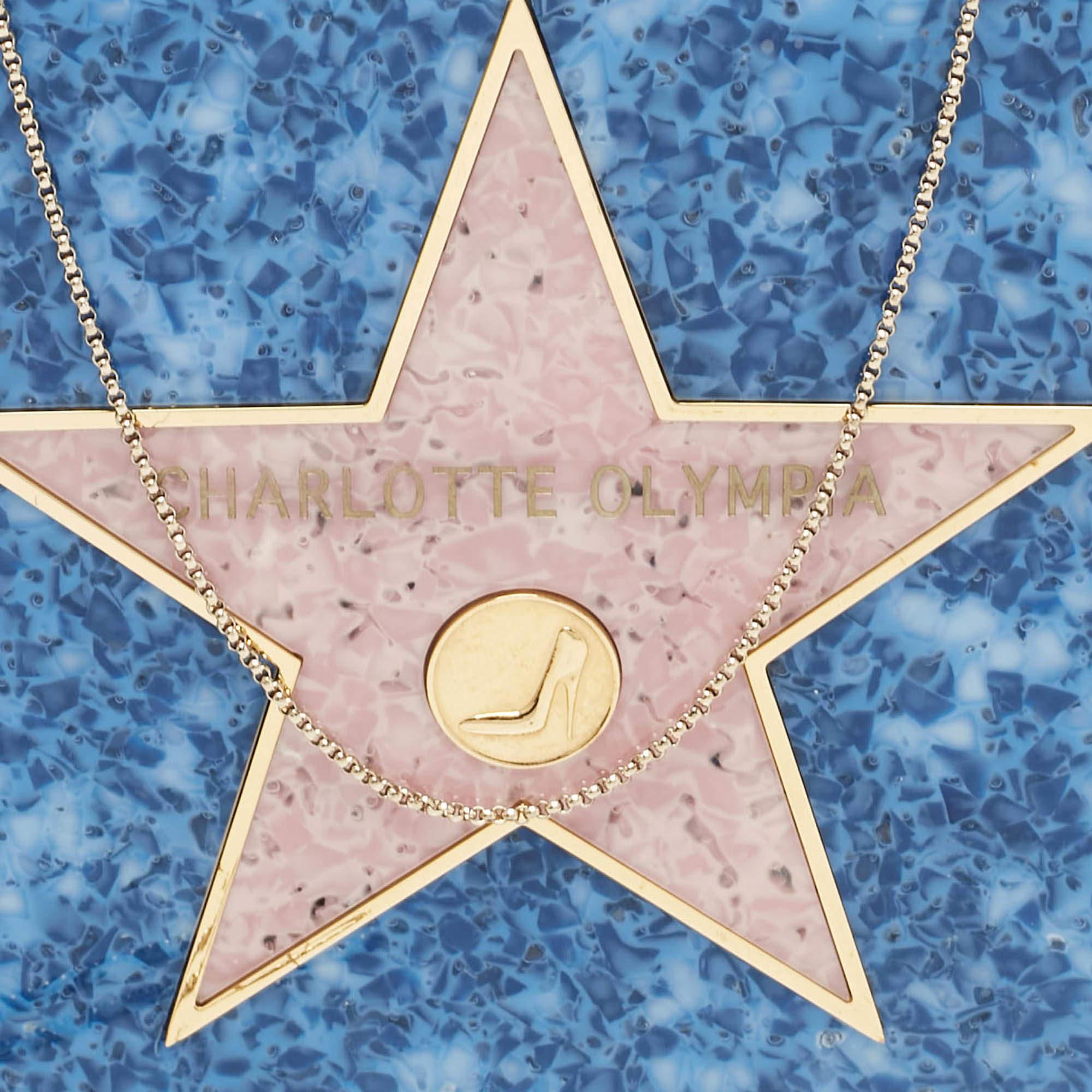 Charlotte Olympia Blue/Pink Acrylic Walk of Fame Matchbox Chain Clutch 1